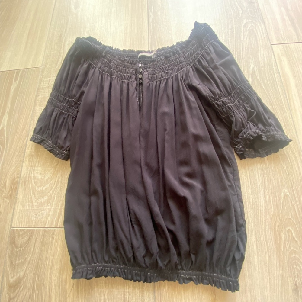 ZARA - Elegant Black Boho Off-Shoulder Women's Top Size XS